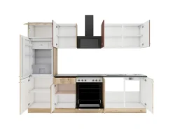 Optifit Bari407/Livorno290 Küchenzeile 270 cm Rostrot / Wildeiche Nachbildung< Kühlschränke|Winkelküchen