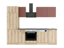 Discount Optifit Bari407/Livorno290 Küchenzeile 270 cm Rostrot / Wildeiche Nachbildung