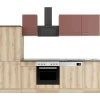 Optifit Bari407/Livorno290 Küchenzeile 270 cm Rostrot / Wildeiche Nachbildung< Pantryküchen|Kochfelder