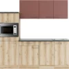 Optifit Winkelküchen<Bari407/Livorno290 Küchenzeile 210 cm Rostrot / Wildeiche Nachbildung