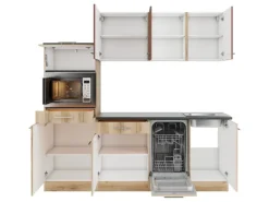 Optifit Winkelküchen<Bari407/Livorno290 Küchenzeile 210 cm Rostrot / Wildeiche Nachbildung