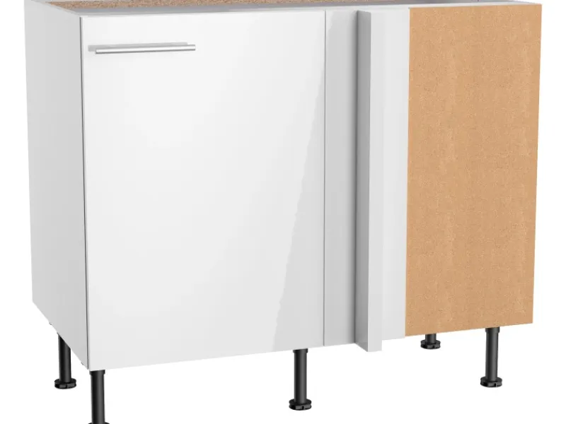 Optifit Küchenschränke<Eck-U-schrank f. Geschirrsp. Rurik986 100/65x87x58,4 cm Weiß Gl. Weiß M.