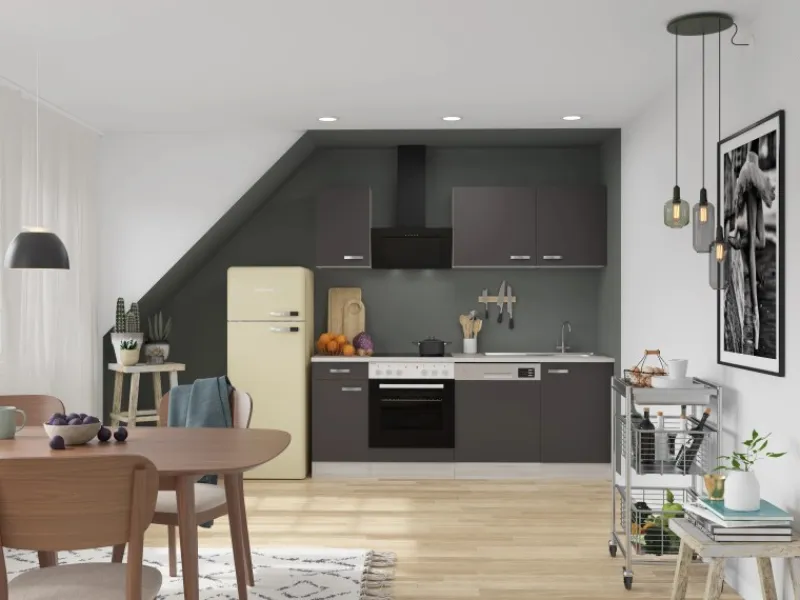 New Optifit Faro220 Küchenzeile 210 cm Anthrazit