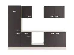 Optifit Faro220 Küchenzeile 270 cm ohne E-Geräte Anthrazit< Einbauküchen