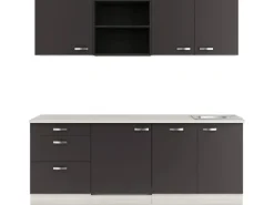 Optifit Kochfelder|Kühlschränke<Faro220 Küchenzeile 210 cm Anthrazit