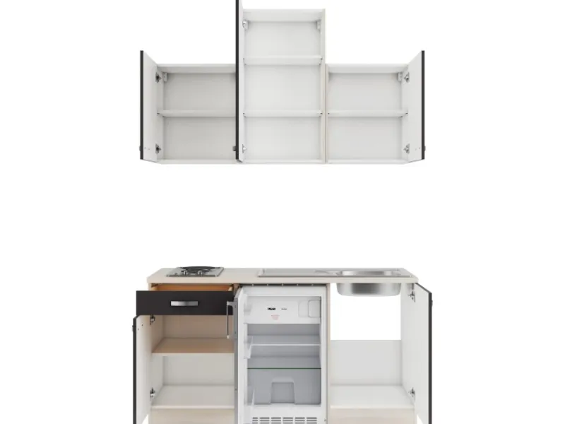 Optifit Faro220 Miniküche 150 cm Anthrazit< Miniküchen|Kochfelder