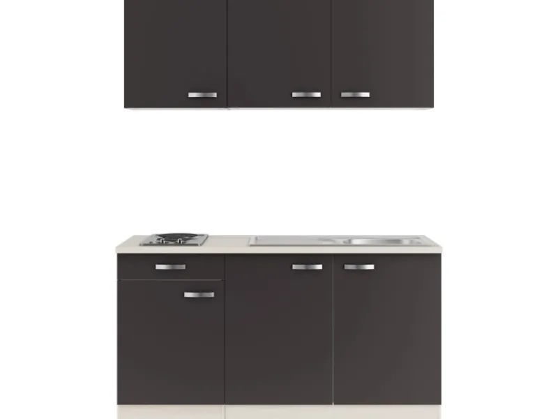 Optifit Miniküchen|Kochfelder<Faro220 Miniküche 150 cm Anthrazit