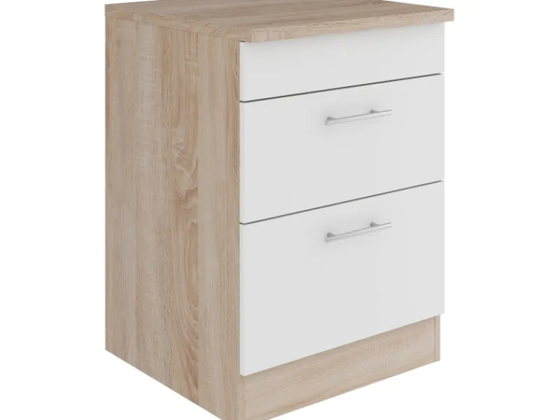 Optifit Küchen-Auszugsunterschrank Dakar286 60cm Weiß Sgl. für Glaskeramikkochf< Kücheninseln