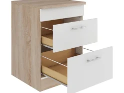 Optifit Küchen-Auszugsunterschrank Dakar286 60cm Weiß Sgl. für Glaskeramikkochf< Kücheninseln