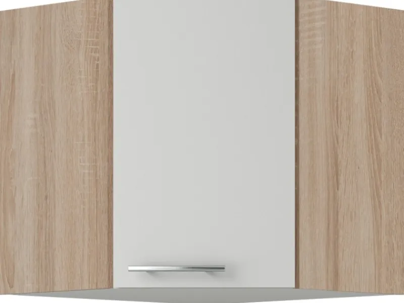 Optifit Küchenschränke<Küchen-Eckoberschrank Dakar286 60/60 cm x 57,6 cm x 34,6 cm Weiß-Eiche