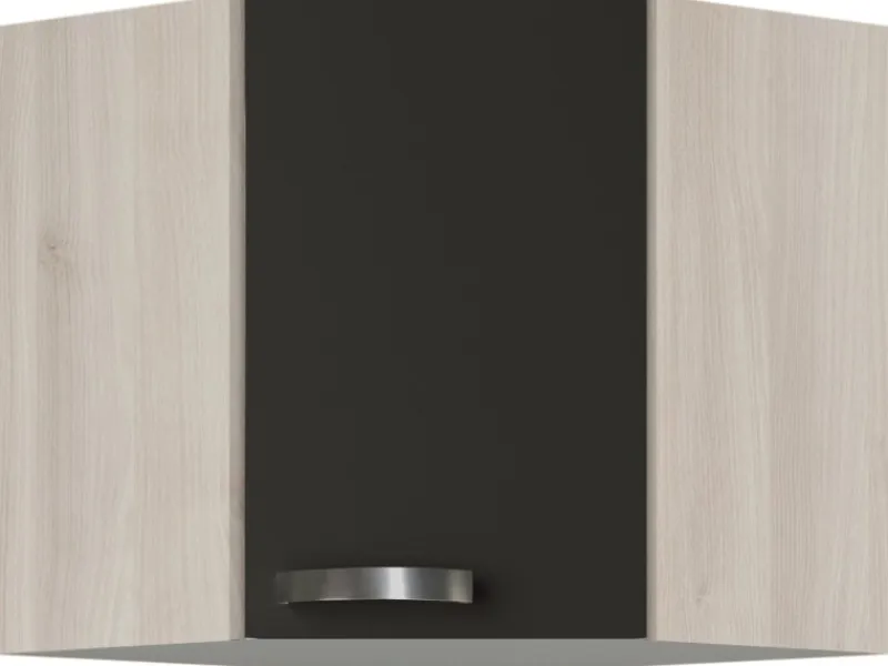Optifit Küchenschränke<Küchen-Eckoberschrank Dakar220 60/60cm x 57,6cm x 34,6cm Anthrazit-Braun
