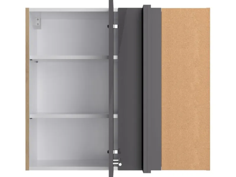 Optifit Küchen-Eckoberschrank Jonte984 80/45 x 70,4 x 34,9cm Anthrazit Wildeiche