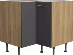 Optifit Küchen-Eck-Unterschrank Jonte984 90/90cmx57cmx58,4cm Anthra.-WildEiche< Küchenschränke