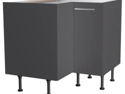 Optifit Küchen-Eck-Unterschrank Ingvar420 90/90cmx 57cmx 58,4cm Anthrazit Matt< Küchenschränke