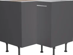 Optifit Küchen-Eck-Unterschrank Ingvar420 90/90cmx 57cmx 58,4cm Anthrazit Matt< Küchenschränke