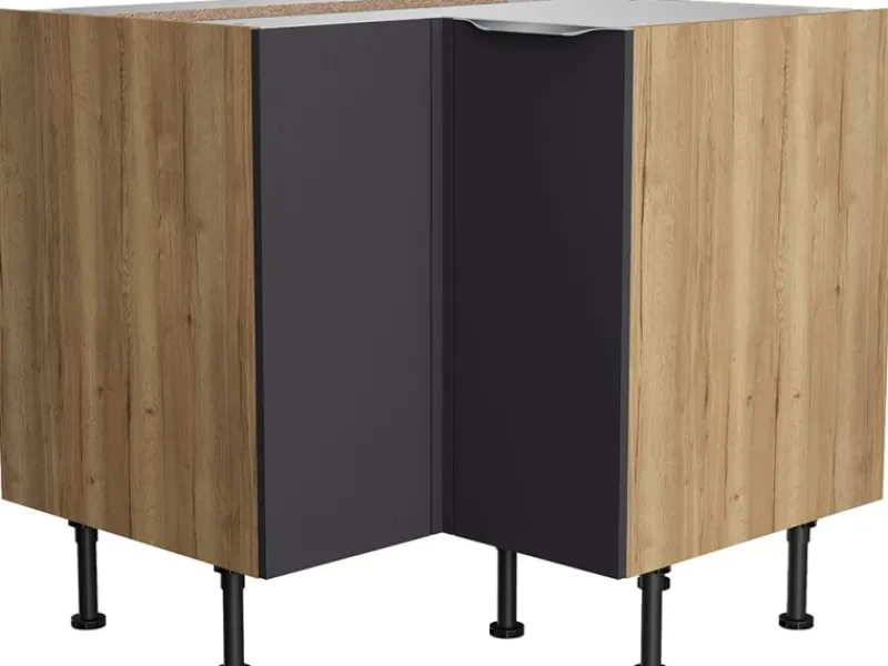 Optifit Küchenschränke<Küchen-Eck-Unterschrank Linus984 90/90cmx87cmx58,4cm Anthra.-WildEiche