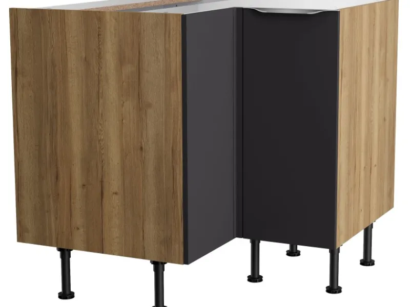 Optifit Küchenschränke<Küchen-Eck-Unterschrank Linus984 90/90cmx87cmx58,4cm Anthra.-WildEiche