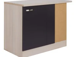 Outlet Optifit Küchen-Eck-Unterschrank Faro220 100 x 84,8 x 60 cm Anthrazit Akazie