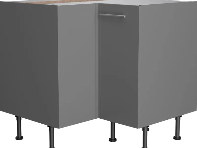 Hot Optifit Küchen-Eck-Unterschrank Mats825 90/90 cm x 57 cm x 58,4 cm Basaltgrau