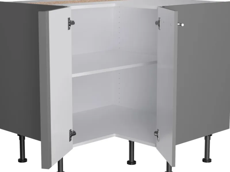 Hot Optifit Küchen-Eck-Unterschrank Mats825 90/90 cm x 57 cm x 58,4 cm Basaltgrau