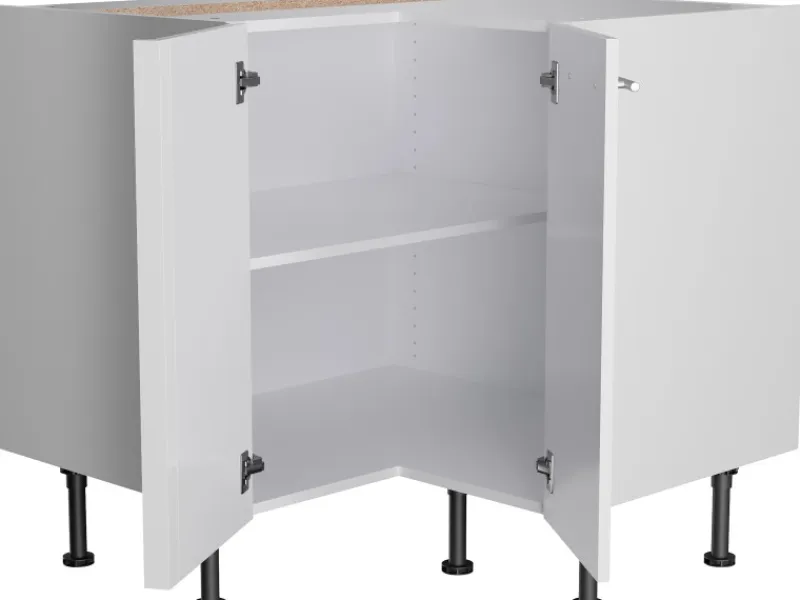 Outlet Optifit Küchen-Eck-Unterschrank Rurik986 90/90 cm x 87 cm x 58,4 cm Weiß