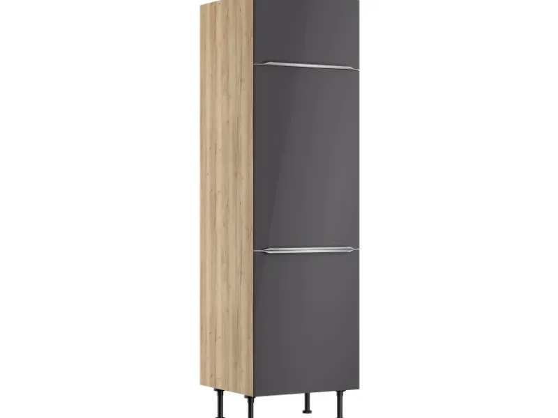 Optifit Küchen-Hochschrank für Kühlschrank Linus984 60 cm Anthrazit-Wildeiche< Kühlschränke