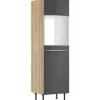 Optifit Küchen-Hochschrank f. Backof./Kühlschr. Linus984 60cm Anthra.-WildEiche< Kühlschränke|Küchenschränke