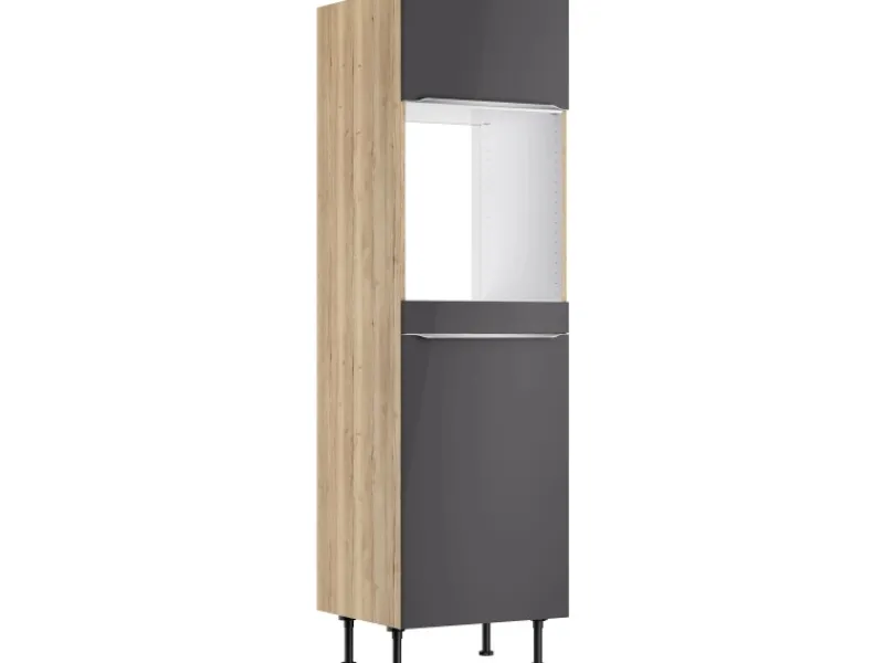 Optifit Küchen-Hochschrank f. Backof./Kühlschr. Linus984 60cm Anthra.-WildEiche< Kühlschränke|Küchenschränke