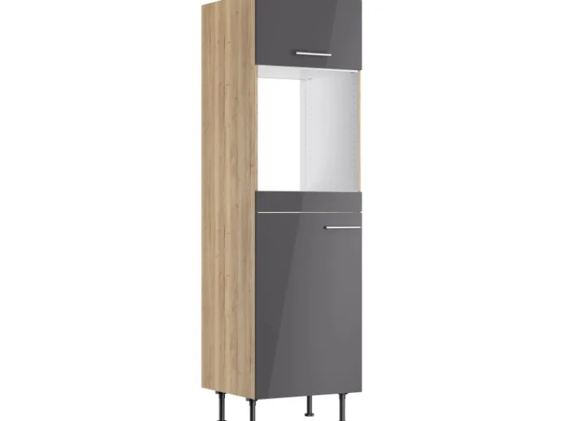Best Optifit Küchen-Hochschrank für Backof./Kühlschr. Jonte984 60cm Anthra.-WildEiche