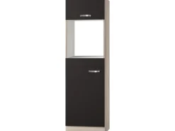 Optifit Küchen-Hochschrank f. Backofen u. Kühlschr. Faro220 60cm Anthrazit-Braun< Kühlschränke|Küchenschränke