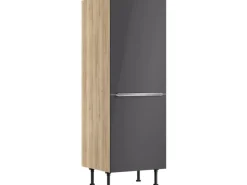 Optifit Kühlschränke<Küchen-Midischrank für Kühlschrank Linus984 60 cm Anthrazit-Wildeiche
