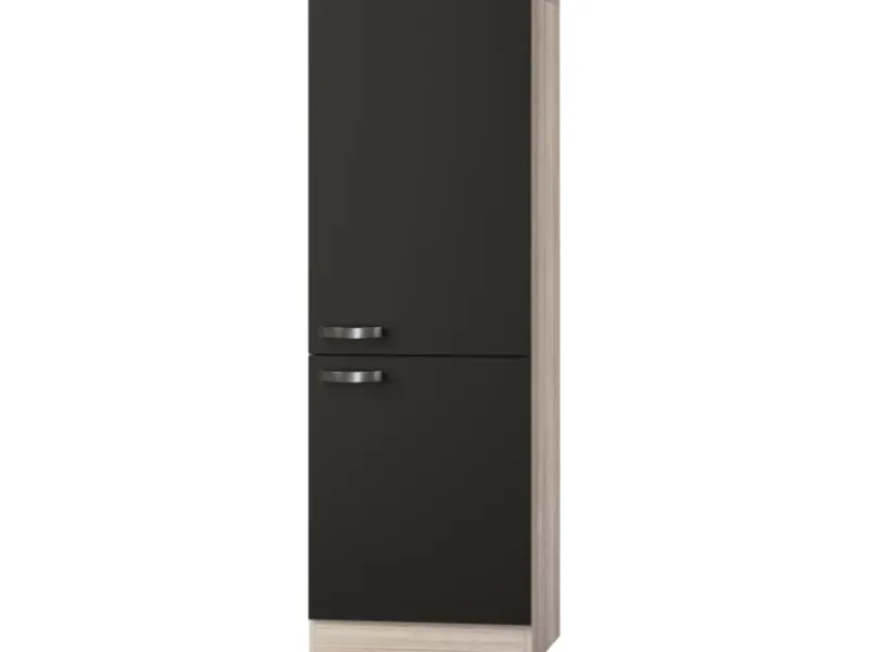 Optifit Kühlschränke<Küchen-Midischrank für Kühlschrank Faro220 60 cm Anthrazit-Braun