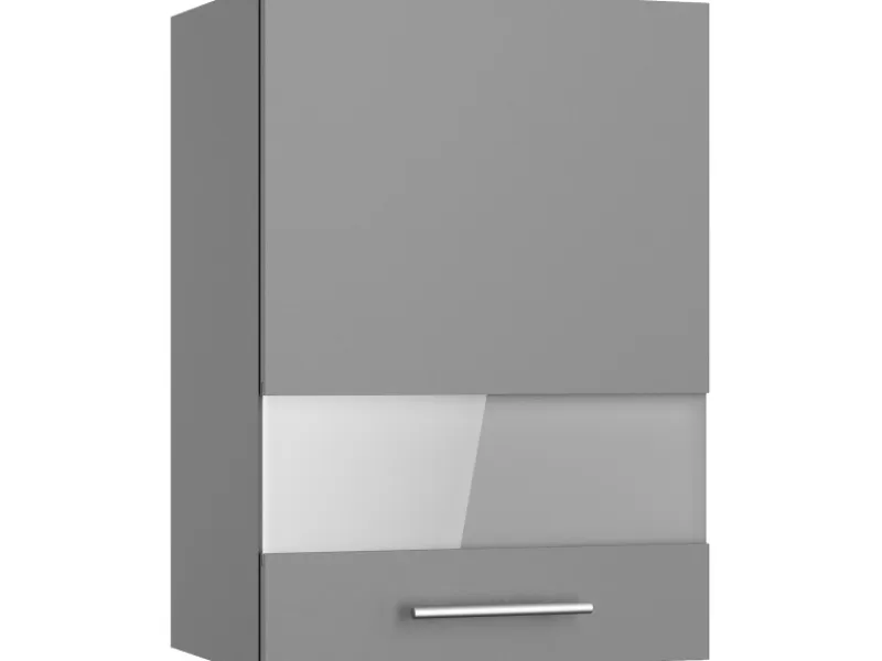 Optifit Küchen-Oberschrank mit Glassegment Mats825 50 cm Basaltgrau< Küchenschränke