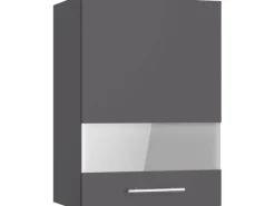 Optifit Küchenschränke<Küchen-Oberschrank mit Glassegment Ingvar420 50 cm Anthrazit Matt