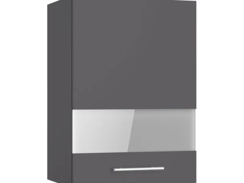 Optifit Küchenschränke<Küchen-Oberschrank mit Glassegment Ingvar420 50 cm Anthrazit Matt