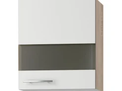 Discount Optifit Küchen-Oberschrank mit Segmentglastür Dakar286 50cm x 57,6cm Weiß-Eiche