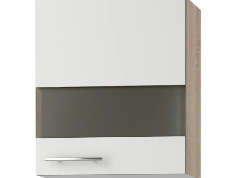 Discount Optifit Küchen-Oberschrank mit Segmentglastür Dakar286 50cm x 57,6cm Weiß-Eiche