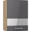 Clearance Optifit Küchen-Oberschrank mit Glassegment Jonte984 50 cm Anthrazit-Wildeiche