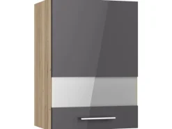 Clearance Optifit Küchen-Oberschrank mit Glassegment Jonte984 50 cm Anthrazit-Wildeiche
