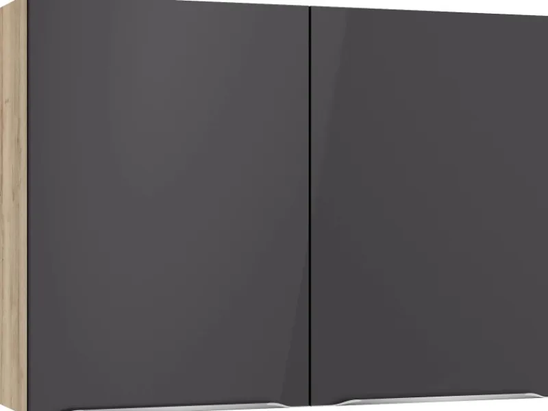 Best Optifit Küchen-Oberschrank Linus984 100 x 70,4 x 34,9 cm Anthrazit-Wildeiche