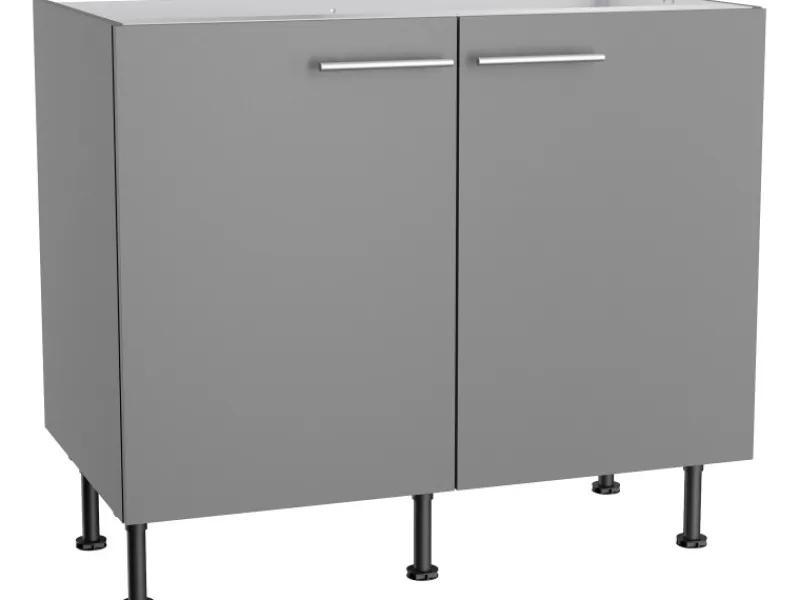 Clearance Optifit Küchen-Spülenunterschrank Mats825 100 cm x 87 cm x 58,4 cm Basaltgrau