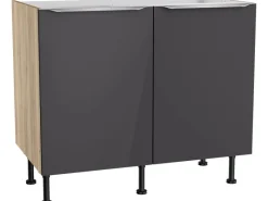 Optifit Küchen-Spülenunterschrank Linus984 100cmx87cmx58,4cm Anthra.-WildEiche< Küchenschränke