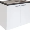 Optifit Küchenschränke<Küchen-Spülenunterschrank mit Einbauspüle Salo214 100cmx84,8cmx60cm Weiß