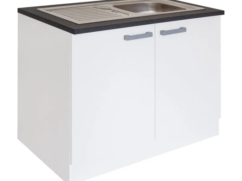 Optifit Küchenschränke<Küchen-Spülenunterschrank mit Einbauspüle Salo214 100cmx84,8cmx60cm Weiß