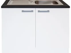 Optifit Küchenschränke<Küchen-Spülenunterschrank mit Einbauspüle Salo214 100cmx84,8cmx60cm Weiß