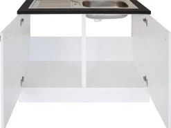 Optifit Küchenschränke<Küchen-Spülenunterschrank mit Einbauspüle Salo214 100cmx84,8cmx60cm Weiß