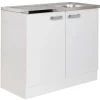 Optifit Küchen-Spülenunterschrank Salo214 mit Spülenauflage 100cmx85cmx50cm Weiß< Küchenschränke