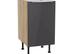 Optifit Küchen-Spülenunterschrank Linus984 45x87x58,4cm Anthra.-WildEiche< Küchenschränke