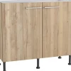 Clearance Optifit Küchen-Spülenunterschrank Erik290 100 cm x 87 cm x 58,4 cm Wildeiche