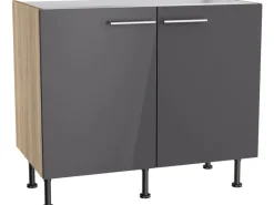 Optifit Küchenschränke<Küchen-Spülenunterschrank Jonte984 100cmx87cmx58,4cm Anthra.-WildEiche